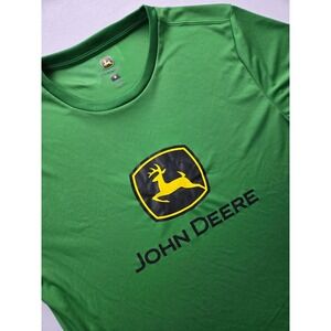 John Deere Men's Green Logo T Shirt Medium Polyester Work Farm